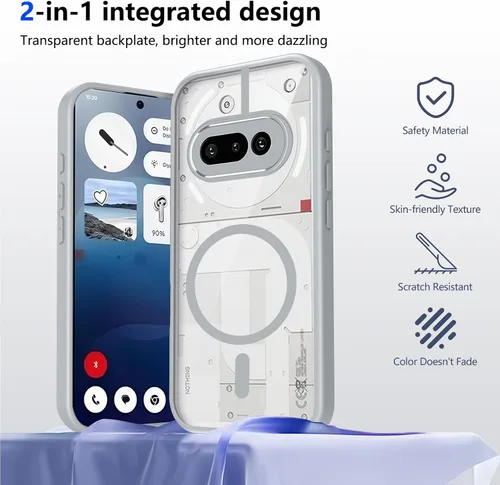 Vista 441 de Funda magnética transparente compatible con Xiaomi 17T, color negro 2 en 1 PC + TPU cubierta de teléfono a prueba de golpes, carcasa protectora