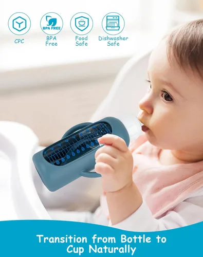 Vista 7 de Kit de conversión de taza para sorber con fundas de silicona para biberón de vidrio estrecho y estrecho Dr Browns de 8 onzas, kit de repuesto