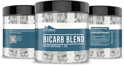 Vista 4 de Earthborn Elements Bicarb Blend 200 cápsulas, puro y sin diluir, sin aditivos