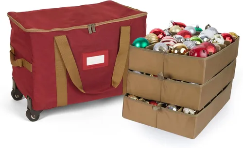 Vista 98 de Covermates Keepsakes Bolsa de almacenamiento ajustable para adornos, con asas de transporte, protección acolchada, ruedas dobles, almacenamiento