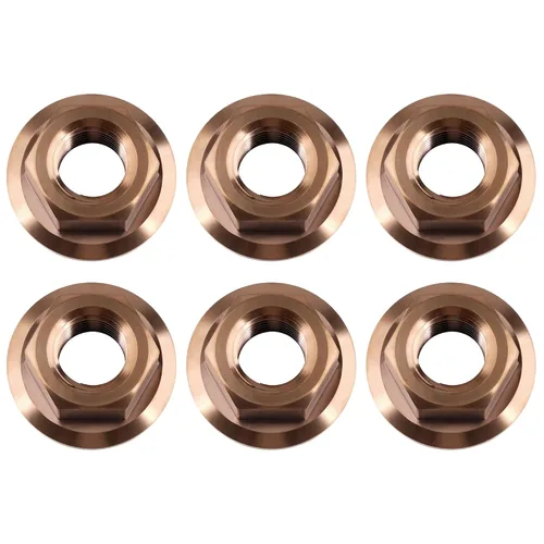 Vista 36 de Tuercas hexagonales Titanium DIN6923 (paso M5 0.03 in, negro) M5 M6 M8 M10 M12 M14 M16 para bicicletas, motocicletas, coches, paquete de 6