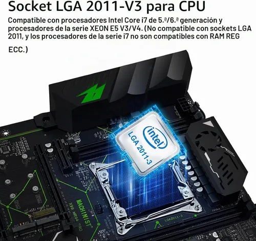 Vista 2 de MACHINIST Placa base ATX LGA 2011-V3, placa base para juegos X99 con tarjeta de auto-comprobación