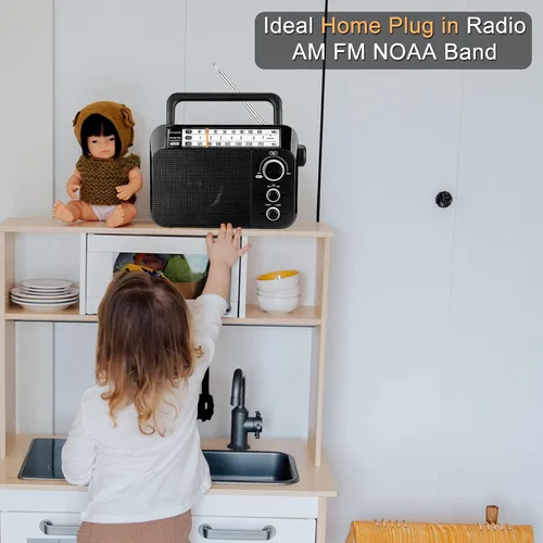Vista 4 de Retekess TR604W AM FM NOAA Radio, Radios meteorológicas de emergencia portátiles con la mejor recepción, alimentadas por AC o batería D, con esfera