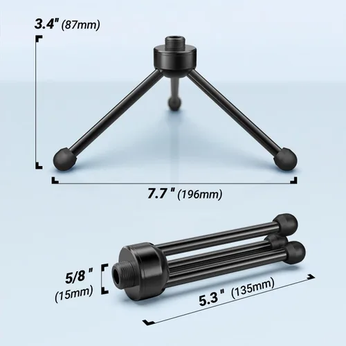 Vista 3 de FIFINE Soporte de trípode para micrófono de escritorio con patas de goma antideslizantes, construcción de metal resistente, soporte de micrófono