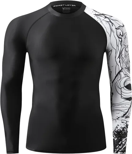 Vista 2 de HUGE SPORTS Serie Wildling Camiseta de protección con protección UV, de secado rápido, con compresión