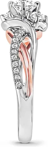 Vista 4 de Anillos de compromiso de infinito torcido de 1.8 quilates para mujer, anillo de mossanita chapado en plata esterlina con oro blanco, anillo de boda