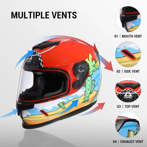 Vista 4 de TRIANGLE Casco de motocicleta para niños, casco de cara completa ligero con 2 viseras aprobado por DOT