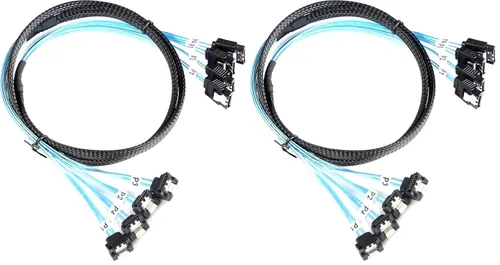 Vista 10 de ADCAUDX Cable SATA-III: 1.6 ft, 4 unidades/juego delgado de 90 grados SATA de ángulo recto SAS 6 Gbps datos en ángulo recto