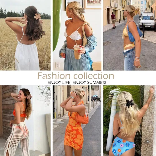 Vista 4 de 6 pinzas para el cabello de flores, pinzas de margarita, pinzas de garra grandes mate, pinzas de sujeción fuerte, accesorios para cabello grueso, 6