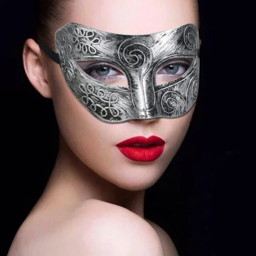 Vista 7 de ABOOFAN Máscara de mascarada para hombres y adultos, máscara romana de baile muscial veneciano, máscara de fiesta de Halloween, cosplay, máscara