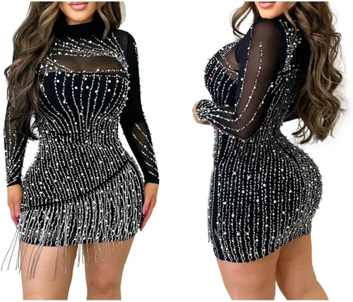 Vista 4 de Vestido largo de cóctel de noche sin mangas con hombros descubiertos para mujer