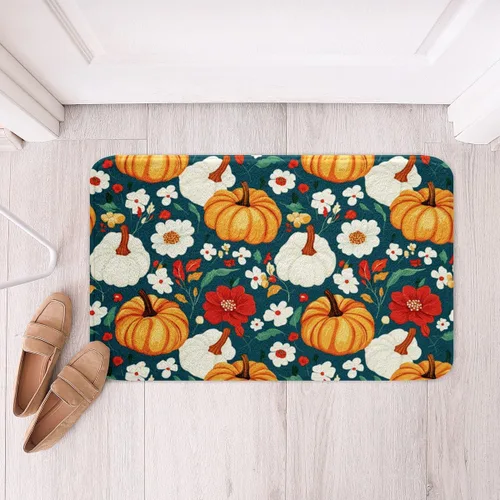 Vista 16 de Erosebridal Thanksgiving Turkey Bathroom Rugs - Fall Leaves Pumpkin Bath Mat for Kids Adults, Vintage Autumn Harvest Door Mat 16 x 24 Inch Rustic