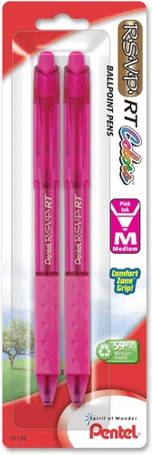 Vista 26 de Pentel RSVP RT Colors - Bolígrafo retráctil (1.0mm) trazo medio, color rosa, barril, tinta rosa, caja de 12 (BK93CRP-P)