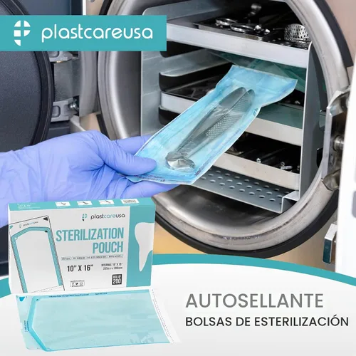 Vista 2 de 200 bolsas de esterilización grandes de 10"x16" para esterilizar y autoclave instrumentos