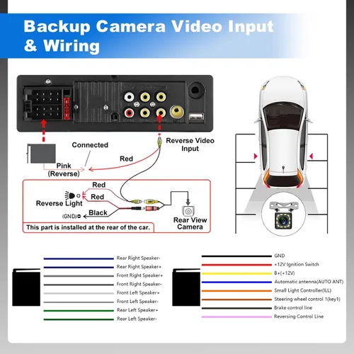 Vista 6 de Estéreo de auto doble DIN con Apple CarPlay y Android Auto, radio de coche con pantalla táctil HD de 7 pulgadas, receptores de audio Bluetooth