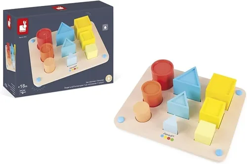 Vista 4 de Janod Essential - Juego de rompecabezas de volúmenes de madera - 18+ meses - 5 años - J05062