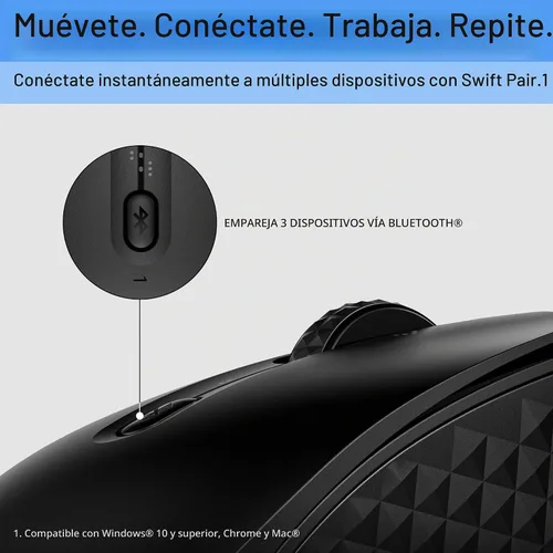 Vista 6 de HP Ratón Bluetooth Programable 420 – Bluetooth con Emparejamiento Rápido a 3 Multidispositivos, Batería de 2 Años, 4K DPI, Clics Silenciosos