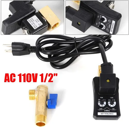 Vista 2 de CA auto programada electrónica 110V 1/2" de la válvula de drenaje del tanque de gas del compresor de aire de 2 vías