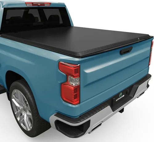 Vista 11 de Autosaver88 Cubierta tonneau de polímero reforzado con fibra para caja de camión, rígida, de tres pliegues, caja de 5.8 pies