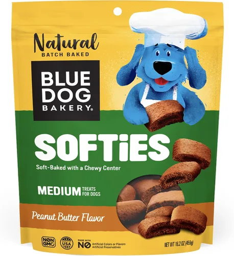 Vista 2 de Blue Dog Bakery Golosinas naturales para perros, Softies, sabor a mantequilla de maní, bolsa de 16.2 onzas, 6 bolsas