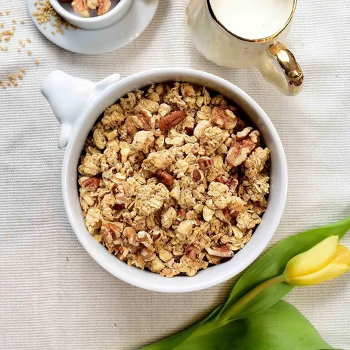 Vista 5 de Divina Krunch Granola Cereales, paquete de 3, CEREAL NO OGM (granola de nueces y semillas omega)
