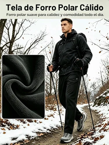 Vista 3 de NORTHYARD: pantalones forrados de forro polar para hombre, cálidos para invierno, sudoración, clima frío, para correr, deportivos, entrenamiento