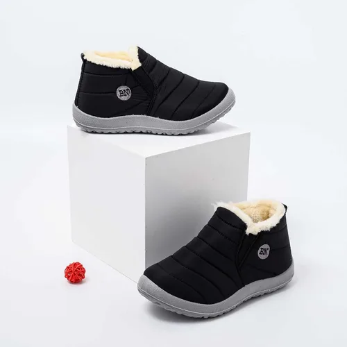 Vista 2 de NOLDARES NIMIZIA Botas para Mujer Punta Redonda Repelente al Agua Invierno Cálidas Botas de Algodón de Felpa de Tubo Corto Plano Botas de Nieve