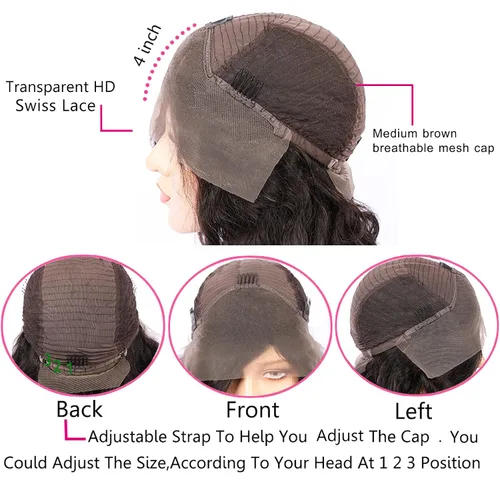 Vista 5 de YMS Pelucas de cabello humano con encaje frontal transparente color naranja degradado, pelucas de cabello humano negro y naranja, densidad del 180%