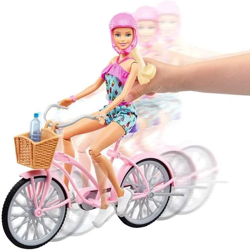 Vista 2 de Barbie FTV96 – Muñeca con Bicicleta y Accesorios, Muñecas y Accesorios para Muñecas de 3 Años