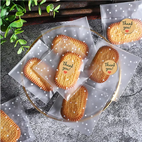 Vista 5 de YVPSI Bolsas autoadhesivas para galletas, bolsas de celofán transparentes con sello, etiquetas de agradecimiento para embalaje, dulces, panadería