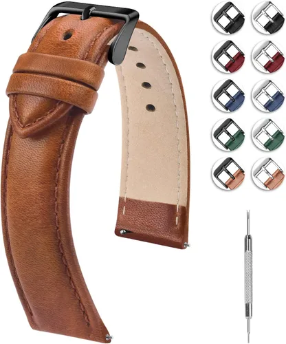 Vista 44 de Fullmosa Correa de reloj de piel de liberación rápida para hombres y mujeres, correas de repuesto de ancho 0.472 in, 0.551 in, 0.630 in, 0.709 in