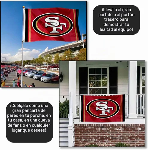 Vista 4 de San Francisco 49ers SF - Bandera grande de 3 x 5