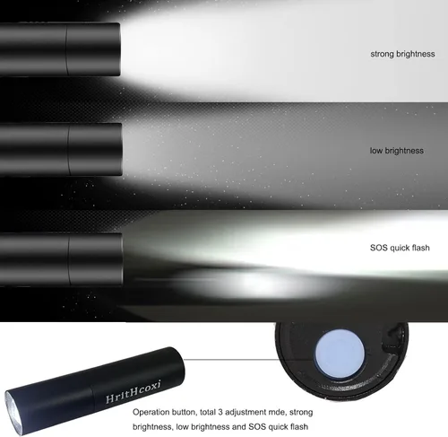 Vista 7 de Mini linternas LED recargables, 6 piezas de luz de flash de alto brillo con batería de litio, 3 modos XPE 1200 lúmenes, linterna impermeable