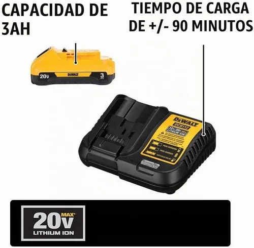 Vista 4 de DEWALT Paquete de batería de 20V MAX con cargador, 3 Ah, tiempo de funcionamiento extra largo (DCB230C) Cargador, tiempo de funcionamiento extra