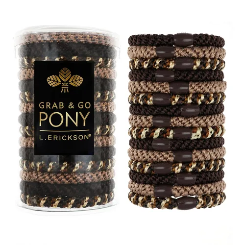 Vista 23 de L. Erickson Lazos para el cabello grueso, paquete de 15 tubos para poni Grab & Go - Bandas sin arrugas sin daños con fuerte sujeción para mujeres