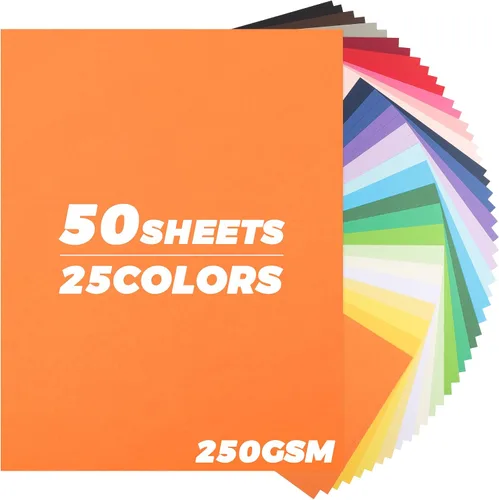 Vista 16 de 24 hojas de papel de cartulina de 6 colores de 8.5 x 11 pulgadas, papel de doble cara de 92 libras/8.82 oz/m², papel grueso de construcción
