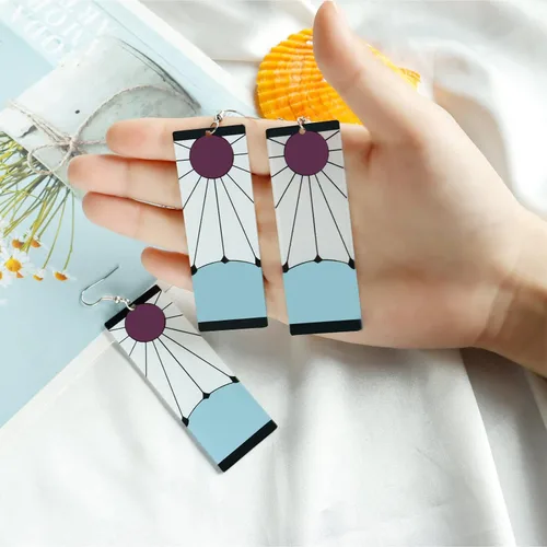 Vista 5 de Tanjiro - Pendientes colgantes para mujer anime cosplay para hombres Kimetsu No Yaiba anime cosplay regalo de Navidad para niñas Acrílico otro