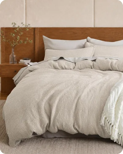 Vista 27 de Bedsure Funda de edredón de 100% algodón tamaño individual, tejido gofre, color blanco coco, GentleSoft y transpirable, juego de cama para regalo, 2