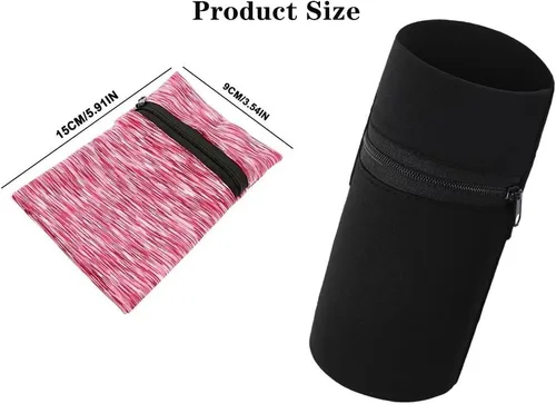 Vista 4 de Cartera de muñeca de 1 bolsillo para teléfono celular, cartera de tobillo, bandas para el sudor, brazalete, bolsa oculta, cartera de muñeca