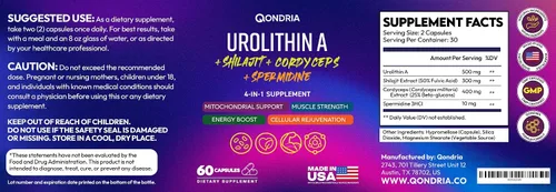 Vista 8 de Urolitina Un suplemento de 500 mg con mezcla de energía 4 en 1 de espermidina de 10 mg, Shilajit 300 mg y Cordyceps 400 mg por porción - Aumenta