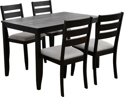 Vista 7 de DUHOME Mesa de comedor de madera negra de 47.2 pulgadas, mesa rectangular de madera maciza, mesa de comedor de cocina que ahorra espacio