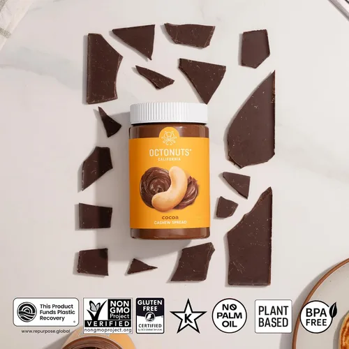 Vista 3 de Octonuts Crema de Cacao y Anacardo – 16 oz, Crema de Nueces y Chocolate, Sin Gluten, Vegana, Sin GMO, Sin Soja y Lácteos, Sin Maní, Sin Aceite