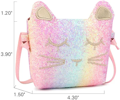 Vista 4 de Mibasies - Bolsa cruzada con diseño de gato para niñas