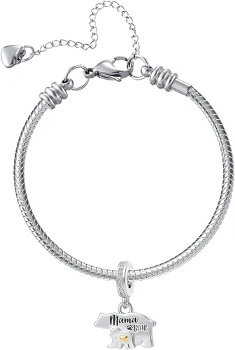 Vista 2 de MZC Jewelry Abalorio colgante de elefante con diseño de tortuga marina y abeja para pulseras de madre hija hijo mamá para mujeres y niñas