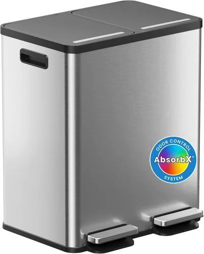 Vista 9 de iTouchless SoftStep - Bote de basura de acero inoxidable, 13.2 galones, sistema de filtro de olores, pedal y tapa con cierre silencioso y fino