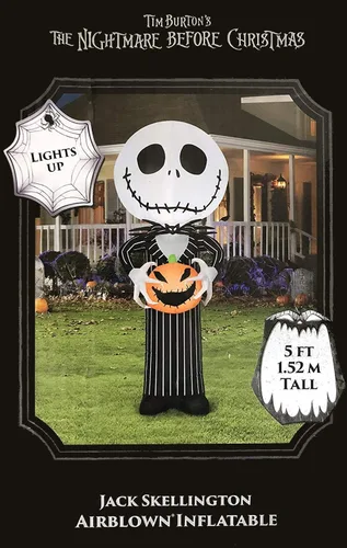 Vista 2 de Airblown Inflatable Disney Tim Burton's The Nightmare Before Christmas - Calabaza de Halloween de 5 pies