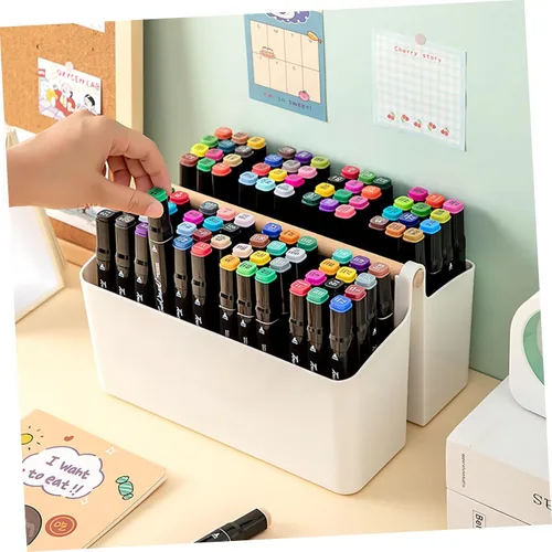 Vista 4 de Ciieeo Organizador portátil de plástico para manualidades, cesta dividida con asa para manualidades, suministros de arte, maquillaje, lápices