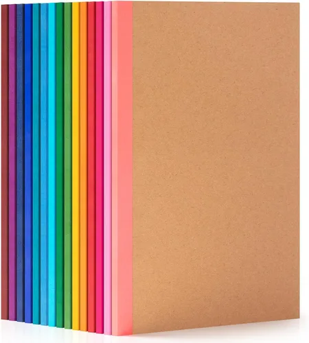 Vista 13 de Paquete de 30 cuadernos en blanco a granel, cuaderno de composición de papel A5 sin forro, 8.3 x 5.5 pulgadas, cubierta de papel kraft con espinas