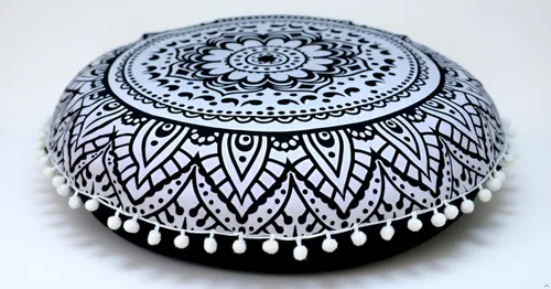 Vista 7 de CRAFT KALA - Funda de cojín redonda de 22" con mandala bohemio para meditación, para sala, asientos, pufs, para sala de estar, sala de yoga, hogar