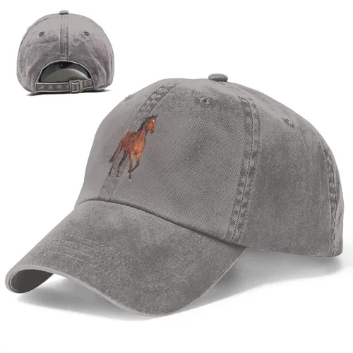 Vista 3 de Gorra de béisbol ajustable para mujer y hombre con patrón de caballo, sombrero de mezclilla de animales